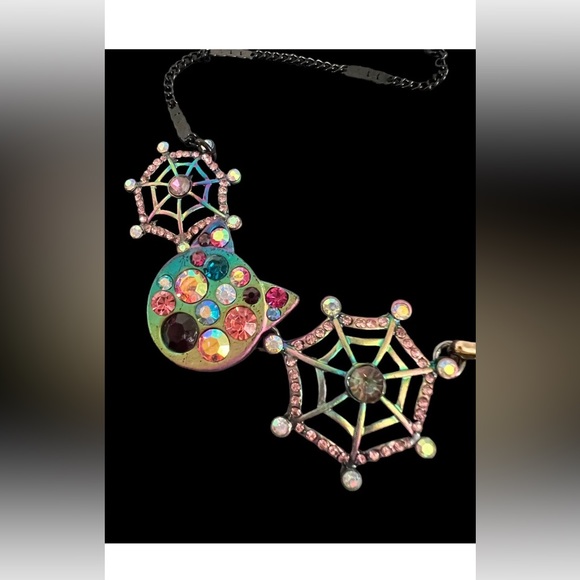 NWT 👻💖🖤 Betsey Johnson Spider Ghost Cat 🕸 🐈‍⬛ Necklace Halloween - Picture 9 of 11